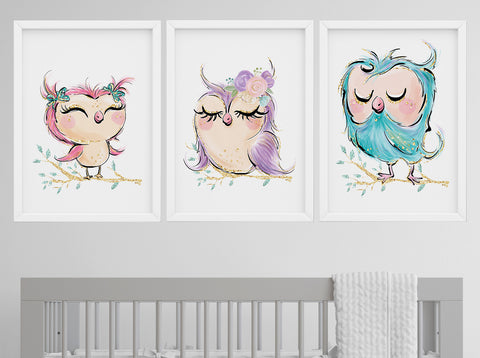Owl Family Print Set