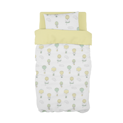 Mint and Yellow Up and Away Cot Duvet Set