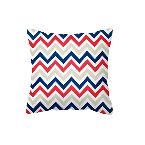 Red/Stone/Navy Chevron Scatter Cushion