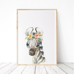 Painted Floral Baby Zebra Print